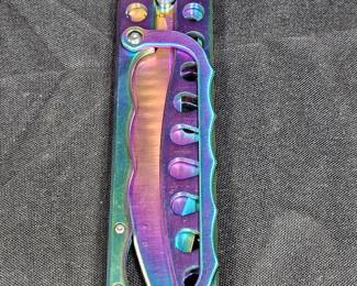 Butterfly Iridescent Rainbow Guard Knuckle Knife