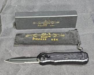Piranha Excalibur OTF Black Tactical Serrated