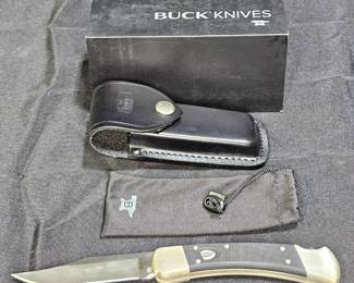 NIB Buck Auto Elite 110 Knife, Leather Sheath