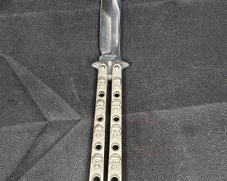 Stainless Steel Pirate Skull Butterfly Knife