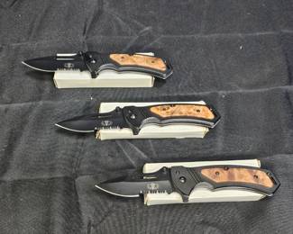 3 Tactical Folding Combo Blade Knives