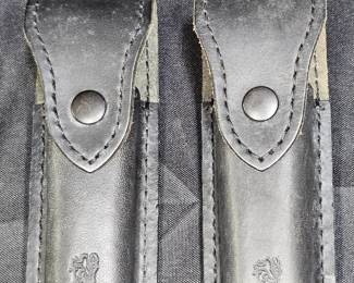 2 Black Leather Folding Knife Belt Cases