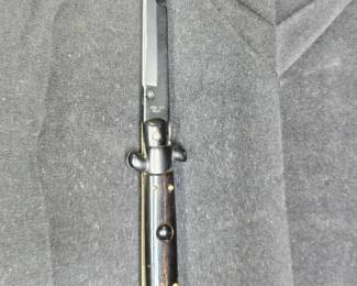 Black Italian Stiletto Horn Handle Automatic Knife