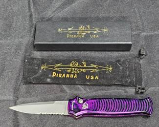 Piranha Bodyguard Tactical Plum Serrated Knife