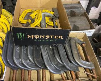 Numerous Metal Clamps in Various Sizes