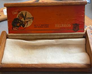WW2 Era Wooden Helbros Victory Watch Box with Graphics