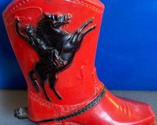 Vintage Plastic Cowboy Boot Bank