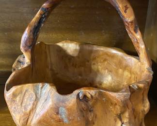 Hand Carved Wooden Basket