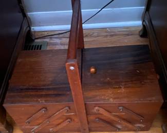 Vintage Wooden Sewing Basket