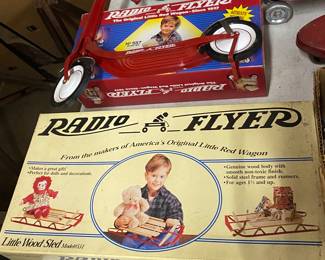 Small Radio Flyer Little Wood Sled and Scooter