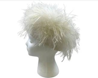 Vintage French Feather Hat Made For Saks Fifth Avenue With Hat Box