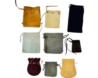 Vintage Jewelry & Gem Storage Pouches - Suede, Leather, & Fabric Cinch Closure Bags