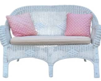 White Wicker Settee