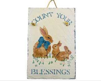 Slate Painted Count Your Blessings Wall Hanging
