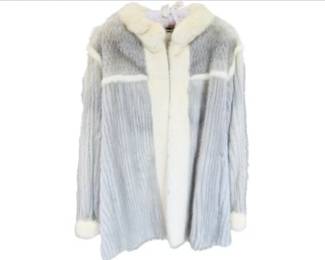 Cerulean Mink Jacket With Tourmaline Cuffs, Collar & Front Facing - Corded - Great Condition! - Size SM