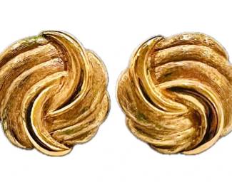 "Napier" Gold Tone Costume Earrings - Signed "Napier"