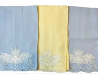 Vintage Embroidered Hand Linens - Inset Organdy Detailing