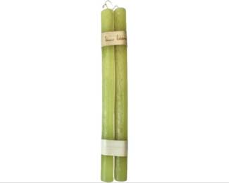 New! Candle Tapers Signed "Vance Kitira" Light Green Color