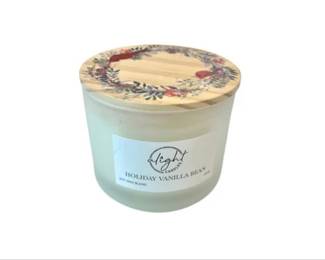 New! Scented Christmas Candle With Decorative Wooden Lid Depicting Cardinals