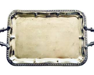Silver Plate Serving Tray With Applied Handles