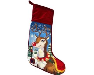 Needlepoint & Velvet Christmas Stocking