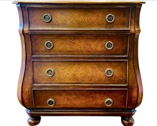 Bombay Style Dresser With Inlaid Wooden Crosshatching Design,