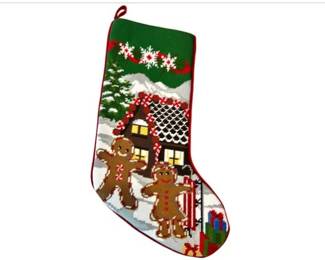 Needlepoint Christmas Stocking With Velvet Backing