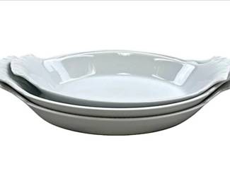 Apilco Porcelain Au Gratin Oval Bakers - No 9. (2) And No. 8