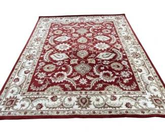 Oriental Style Rug - Traditional Red And Ivory Floral - Roughly 8x10 Ft