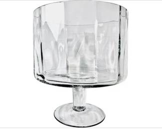 Glass Trifle Pedestal Serving Piece With Paneled Glass Design