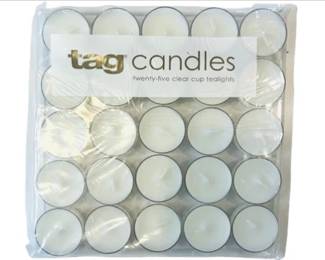 New! Votive Candles In Clear Glass Cups - Signed "Tag"