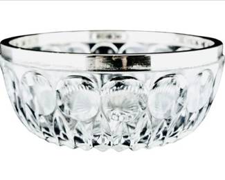 American Pressed Glass Thumbprint Bowl With Silver Plated Rim