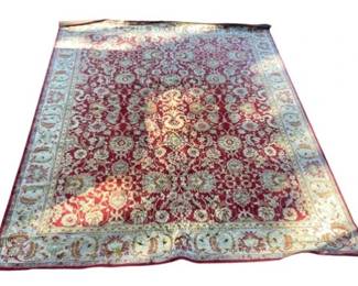 Traditional Persian Style Rug - Red And Cream With Floral Pattern - Roughly 7.5 X 9.5 Ft