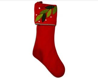 Appliqued Christmas Heavy Weight Felt Stocking With Twist Border