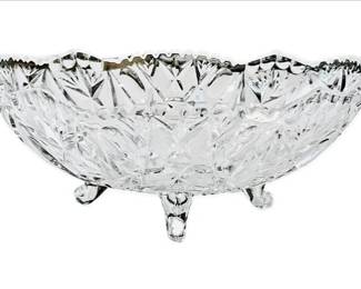 American Duncan Miller Pressed Glass Footed Bowl With Scalloped Border