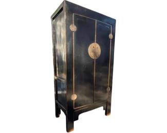 Black Lacquer Elmwood Chinese Ming Style Armoire -