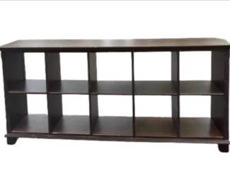 Solid Wood Storage Console Table With 10 Cube Storage