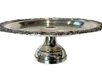 Silver Plated Pedestal Cake Plate - Signed "Silver Plated LB"