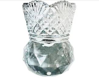 American Brilliant Cut Glass Toothpick Holder - Scalloped Fan Border - Faceted Base - Westmoreland Specialty