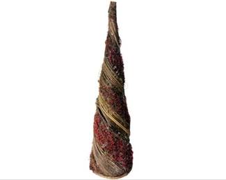 Grapevine Topiary Christmas Tree Cone With Berries & Glistening Details