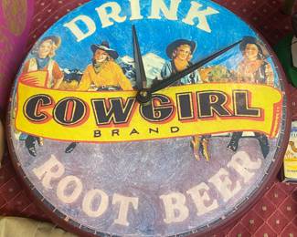 Cowgirl Brand Root Beer Clock
