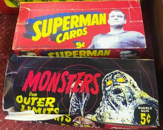 Vintage Superman and Monsters from Outer Limits Empty Card Boxes