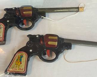 Vintage Cowboy Tin Litho Cork Guns