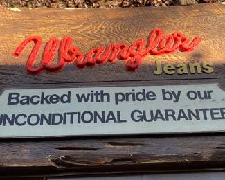 Vintage Wrangler Jeans Plastic Sign