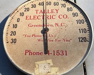 Old Talley Electric Company Advertising Thermometer (Greensboro, N.C.)