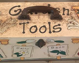 Tin Litho Garden Tools Box
