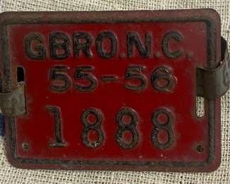 1955-56 Greensboro N.C. Bicycle Tag