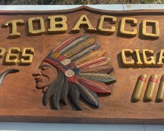 Tobacco, Pipes, Cigars Indian Advertising Plaque