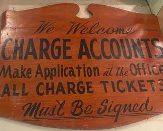 Wooden Charge Accounts Store Sign