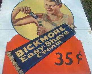 Old Cardboard Bickmore Easy-Shave Cream Standee